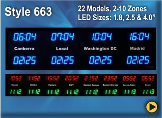 BRG Time Zone Clock, World Clock, Zulu Clock, Style 663